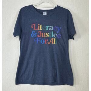 Literacy Graphic Tee rainbow colors SZ Large